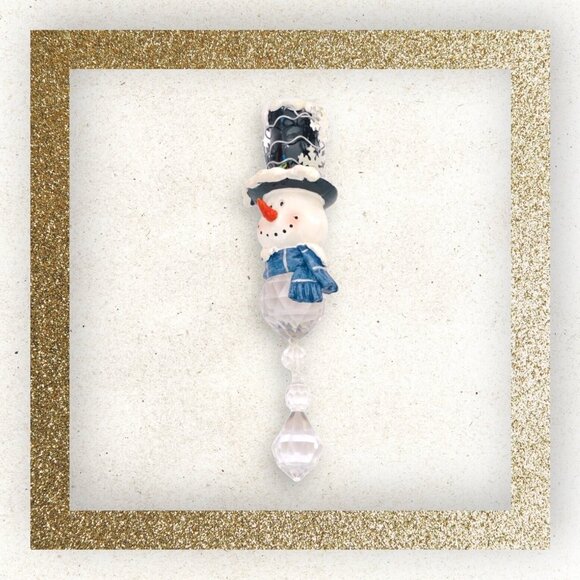 Rare Snowman Teardrop Christmas Ornament Beaded Holiday Tree Decoration - Picture 3 of 6